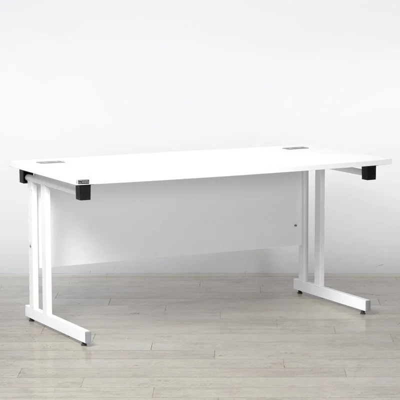 1500 x 750mm White Desk with Modesty Panel