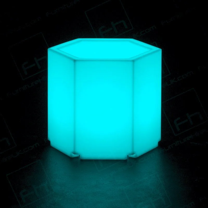 LED Colour-Changing Hexagonal Plinth Table